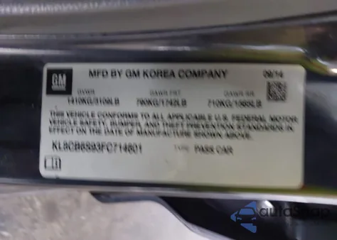 2015 Chevrolet Spark Ls Cvt from USA, damaged, VIN KL8CB6S93FC714601